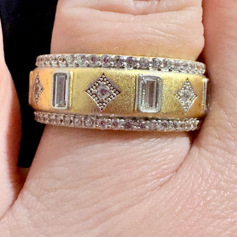 Freida Rothman Statement Stacking Ring Size 9 | Sterling Silver & 14k overlay - Picture 3 of 5
